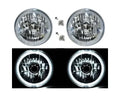 Octane Lighting 7 Inch Halogen H4 12V Headlight Headlamp White LED Halo Angel Eyes Light Bulbs Pair