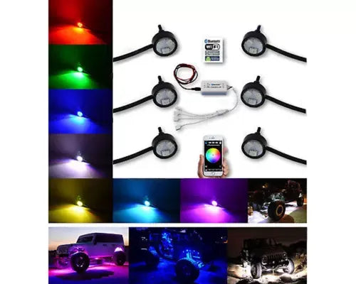Octane Lighting Multi-Color Changing LED RGB SMD Rock Light Bluetooth Set of 6