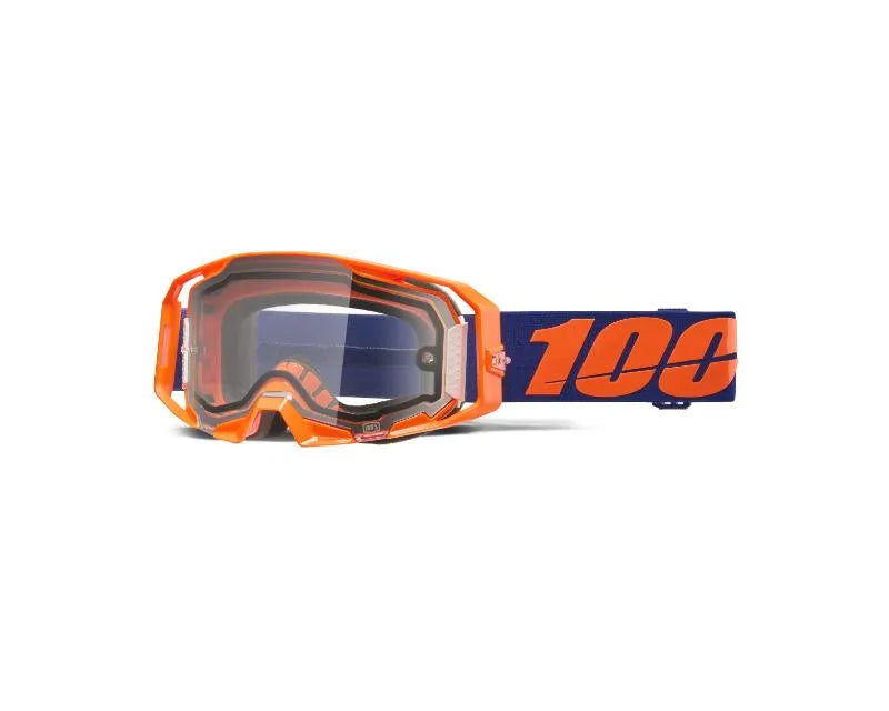 100% Armatic Enduro Moto Goggle Neon Orange Clear Lens