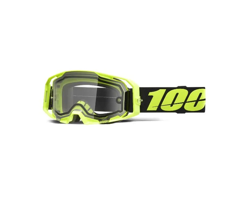 100% Armatic Enduro Moto Goggle Neon Yellow Clear Lens